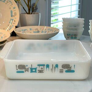 1960s Mid-Century Modern Baking Dish in the Blue Heaven pattern